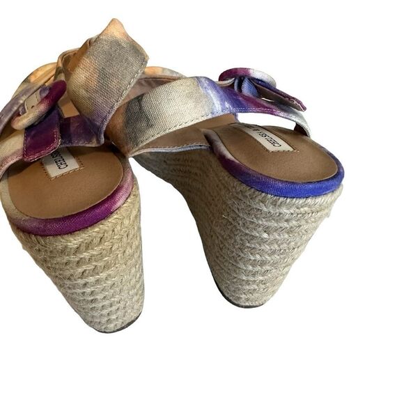 Chelsea & Violet Henna‎  Pastel Multi Color 7 Tie Dye Espadrille Wicker Wedge - Picture 9 of 13